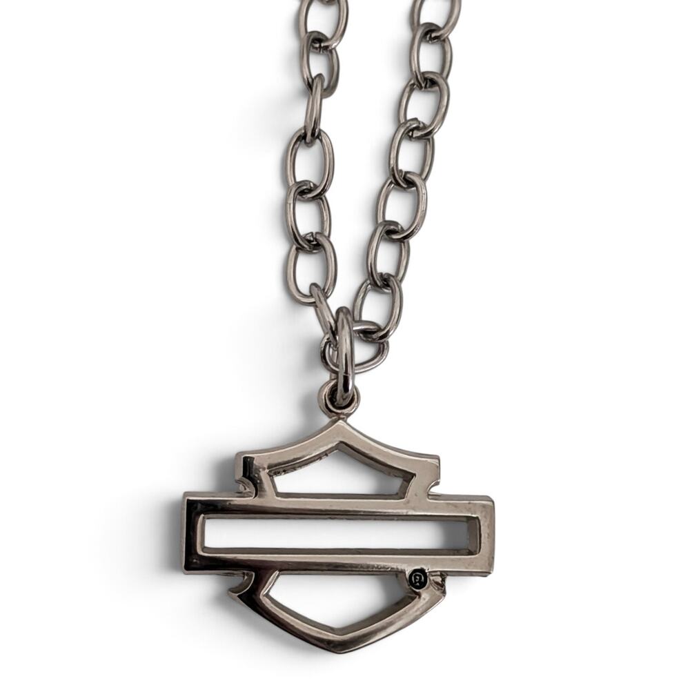 HARLEY DAVIDSON MOTORCYCLES Open Bar and Shield Pendant Necklace Stainless Steel